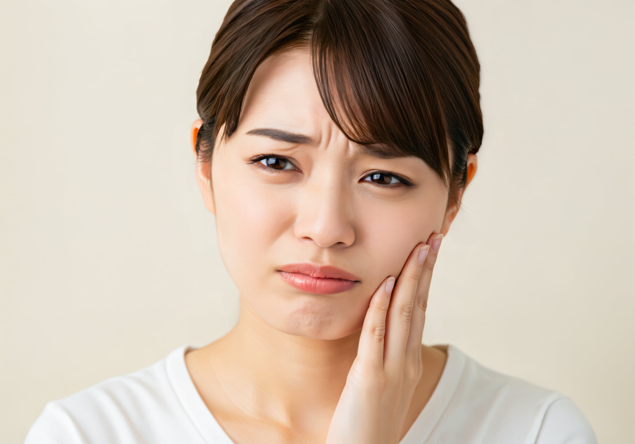 虫歯の初期症状を感じ不安になる女性