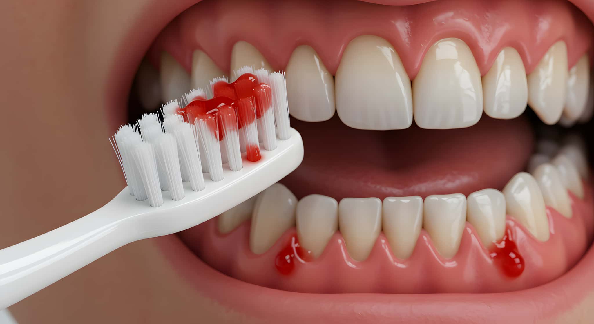 歯みがきすると出血するイメージ