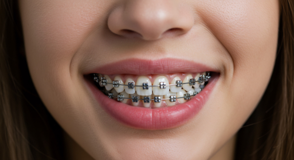 マウスピースで矯正治療できずワイヤー治療をする女性