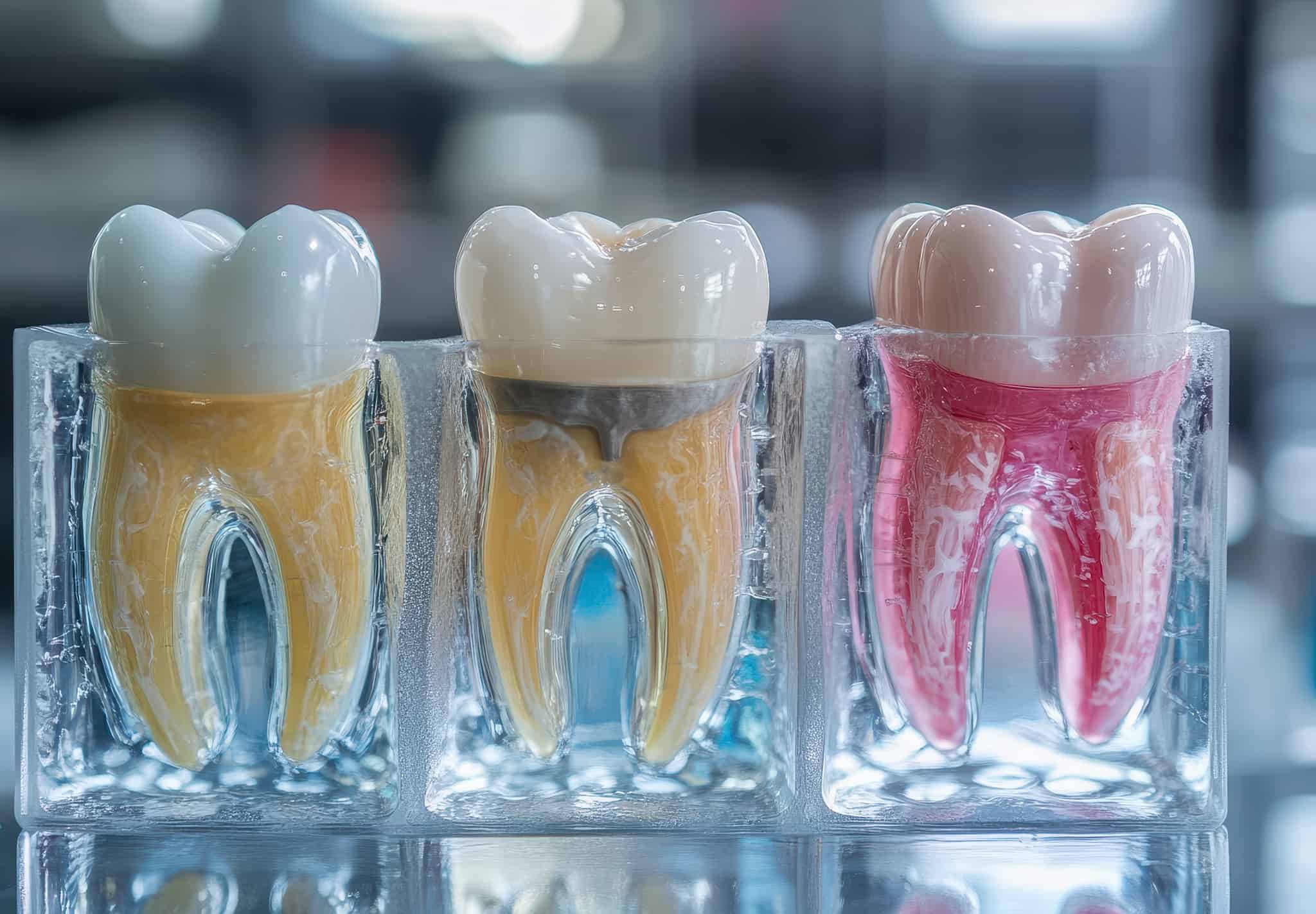 歯周病の進行を示した模型