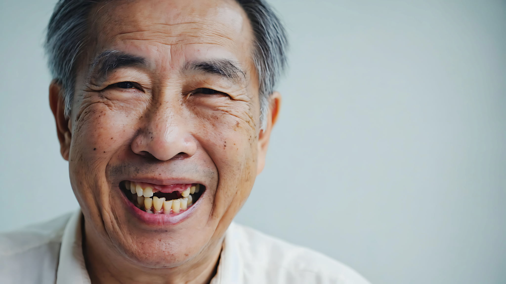 歯を失ったシニア男性